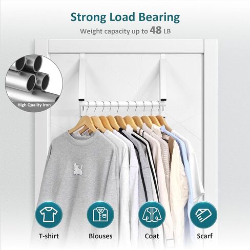 Over The Door Clothes Hanger, Foldable Over The Door Hanger, Over The Door Drying Rack for Coat, Space Saving Small Clothes Rack Door Hangers for Clothing, White in Kuwait