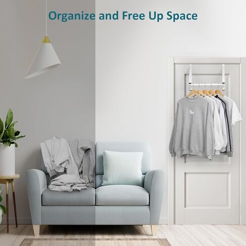 Over The Door Clothes Hanger, Foldable Over The Door Hanger, Over The Door Drying Rack for Coat, Space Saving Small Clothes Rack Door Hangers for Clothing, White in Kuwait