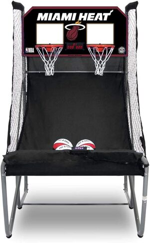 Pop-A-Shot-تسديدة مزدوجة في المنزل مع Miami Heat Graphics L Sensor Lgoring L 16 أوضاع لعبة L 7 كرات L تخزين قابلة للطي لجميع مراوح الدوري الاميركي للمحترفين in Saudi Arabia