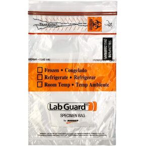 Lab Guard SBL2AP69B Polyethylene (LDPE/LLDPE Blend) Specimen Bag with TearZone and Absorbent Pad, Destroyable Biohazard Symbol 50 bags (Pack of 20) in Saudi Arabia