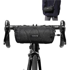 Bike Handlebar Bag, Waterproof Bicycle Storage Pouch, Cylindrical Handlebar Bag with Shoulder Strap & Elastic Cord, Fits Road & Mountain Bikes in Kuwait