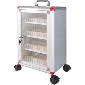 72 Slots Aluminium Aluminium Mobile Torage Box مع عجلات دوارة 360 درجة ، خزانة آمنة للمدارس والمكاتب ، تصميم مقبض إنساني للوصول المريح ، مثالي للاستخدام في الفصل. in Saudi Arabia