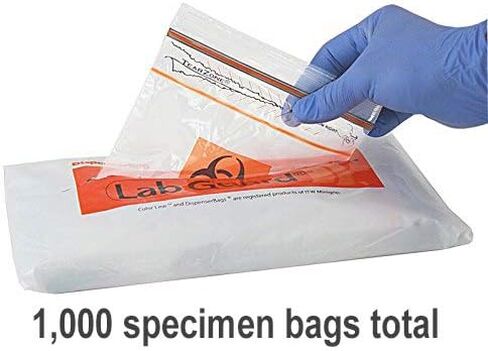 حارس المختبر SBL2AP69B بولي إيثيلين (مزيج LDPE/LLDPE) حقيبة عينة مع earzone ووساء ماصة ، رمز بيولوجي قابل للتدمير 50 ​​كيس (حزمة 20) in Saudi Arabia