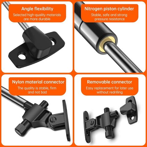 2PCS 80N 8inch Soft Close Hinge Lid Gas Support rods, Pneumatic Struts can Automatically Rise and Fall Slowly, Toy Box Damping Buffer，and can be Opened and Closed Within The Range of 0-110 Degrees. in Saudi Arabia