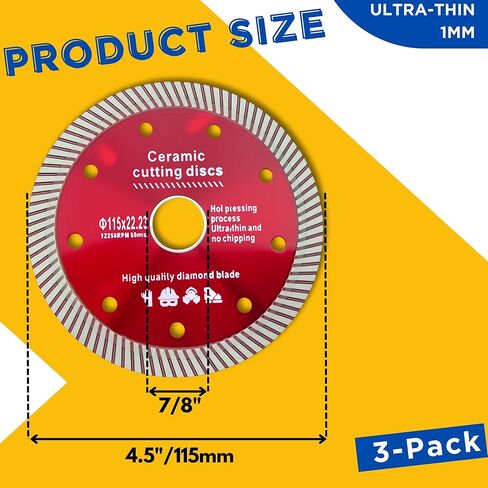 أقراص قطع السيراميك الماسي ، 4-1/2 بوصة ، 3 عبوات ، شفرة توربو رفيعة فائقة للبلاط والجرانيت in Kuwait