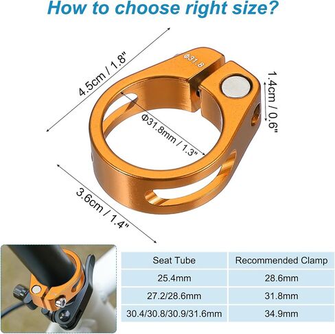 PATIKIL 28.6mm Cycles Bike Seat Post Clamp, Aluminum Alloy Seat Tube Clip Bike Quick Release Clamp for Mountain Bike Road Bike Gear Track Bike Folding Bike Blue in Saudi Arabia