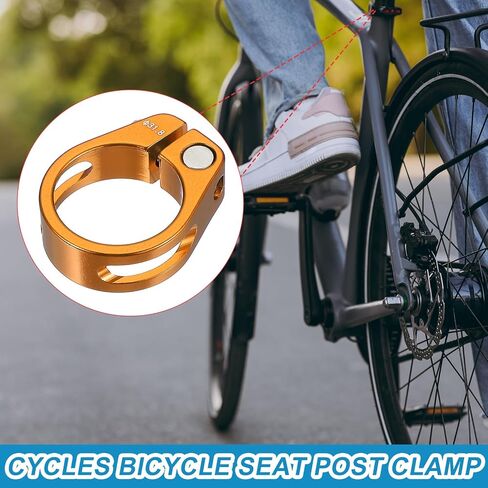 PATIKIL 28.6mm Cycles Bike Seat Post Clamp, Aluminum Alloy Seat Tube Clip Bike Quick Release Clamp for Mountain Bike Road Bike Gear Track Bike Folding Bike Blue in Saudi Arabia
