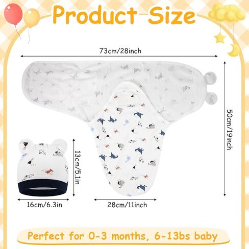 Ramede 6 Pack Baby Swaddle Blanket with Hats Sleep Swaddle for 0-3 Months Newborn Sacks Soft Cotton Wearable for Boy Girl(Grey,Heart) in Saudi Arabia