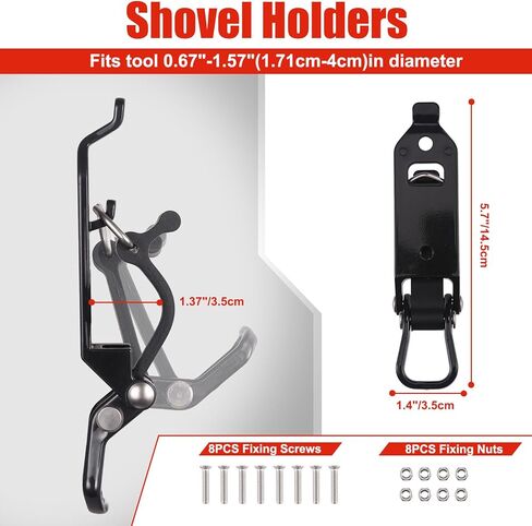 6Pcs Shovel Mount for Roof Rack, Heavy Duty Shovel Holder for Truck, Metal Rubber Clamps, Wall Mounting Brackets, Quick Release Axe Holder Mount Kit Car Accessories/ Garage Storage/ Truck in Kuwait