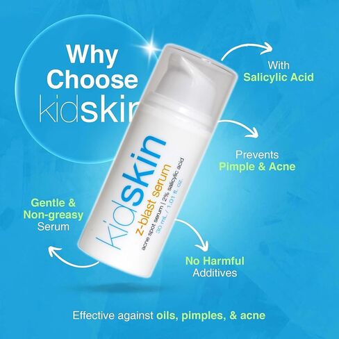 Kidskin T-Blast Facial Cleanser, Gentle Face Wash with Tea Tree Oil, Spot Skin Care for Kids and Teens, Non-Drying Natural Cleanser for Oily or Dry, Acne-Prone Skin, 150 ml 5.0 fl oz. in Saudi Arabia