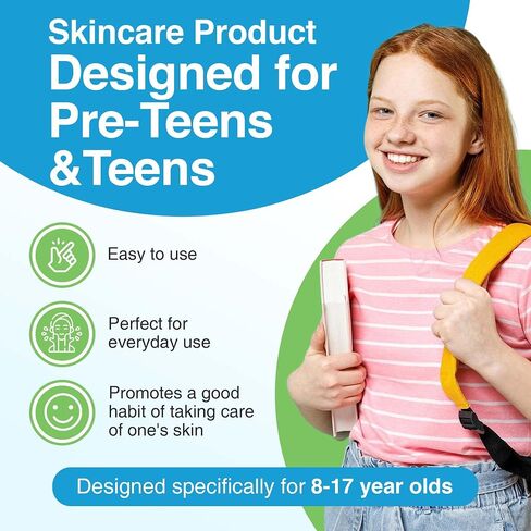 Kidskin T-Blast Facial Cleanser, Gentle Face Wash with Tea Tree Oil, Spot Skin Care for Kids and Teens, Non-Drying Natural Cleanser for Oily or Dry, Acne-Prone Skin, 150 ml 5.0 fl oz. in Saudi Arabia