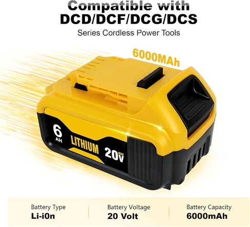 2-Pack 6.0Ah Replacement Baterias for Dewalt 20V Max Battery and Charger Combo with DCB102 Dual-Port Battery Charger Fit All 12V/14.4V/20V OEM Batteries in Saudi Arabia