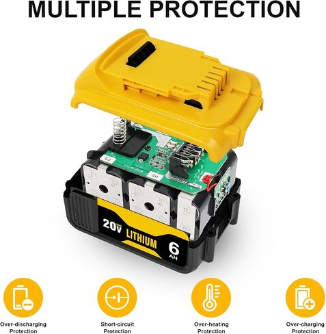 2-Pack 6.0Ah Replacement Baterias for Dewalt 20V Max Battery and Charger Combo with DCB102 Dual-Port Battery Charger Fit All 12V/14.4V/20V OEM Batteries in Saudi Arabia