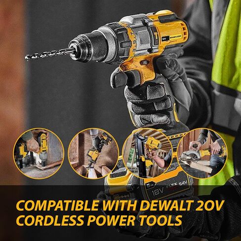 2-Pack 6.0Ah Replacement Baterias for Dewalt 20V Max Battery and Charger Combo with DCB102 Dual-Port Battery Charger Fit All 12V/14.4V/20V OEM Batteries in Saudi Arabia