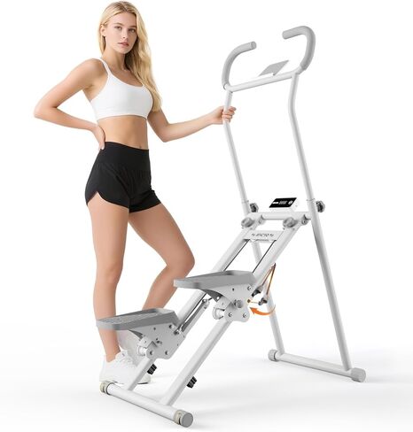 Stair Stepper with Adjustable Resistance - Stair Climber for Home Gym, Folding Cardio Machine with Extended Step Range, Adjustable Handlebar & Pedals, Tablet Holder by MACYO in Kuwait