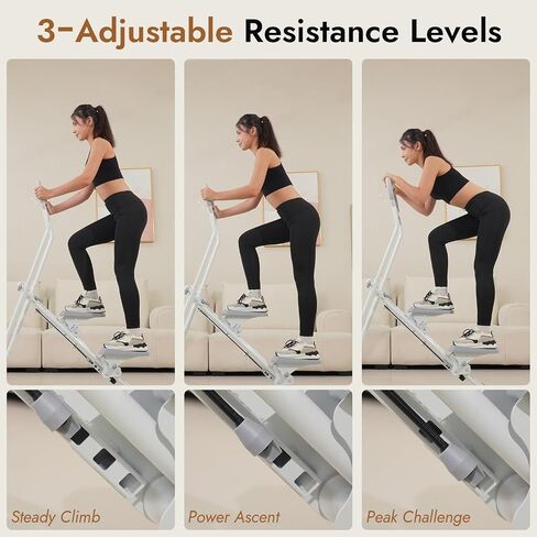 Stair Stepper with Adjustable Resistance - Stair Climber for Home Gym, Folding Cardio Machine with Extended Step Range, Adjustable Handlebar & Pedals, Tablet Holder by MACYO in Kuwait