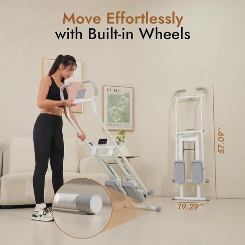 Stair Stepper with Adjustable Resistance - Stair Climber for Home Gym, Folding Cardio Machine with Extended Step Range, Adjustable Handlebar & Pedals, Tablet Holder by MACYO in Kuwait