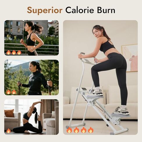 Stair Stepper with Adjustable Resistance - Stair Climber for Home Gym, Folding Cardio Machine with Extended Step Range, Adjustable Handlebar & Pedals, Tablet Holder by MACYO in Kuwait