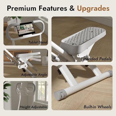 Stair Stepper with Adjustable Resistance - Stair Climber for Home Gym, Folding Cardio Machine with Extended Step Range, Adjustable Handlebar & Pedals, Tablet Holder by MACYO in Kuwait