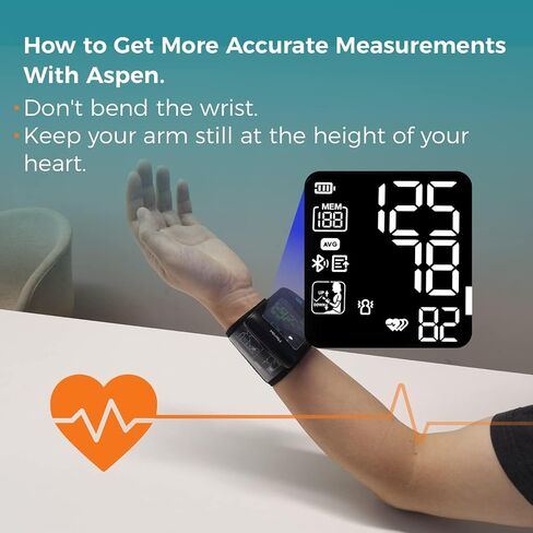 Blood Pressure Monitor Adult Cuff, Blood Pressure Cuff Monitor Wrist, Blood Pressure Machine Home Use 5.3-8.5" Irregular Heartbeat Monitoring APP Automatic Bluetooth High Accuracy Aspen Black in Saudi Arabia