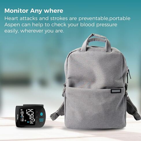 Blood Pressure Monitor Adult Cuff, Blood Pressure Cuff Monitor Wrist, Blood Pressure Machine Home Use 5.3-8.5" Irregular Heartbeat Monitoring APP Automatic Bluetooth High Accuracy Aspen Black in Saudi Arabia