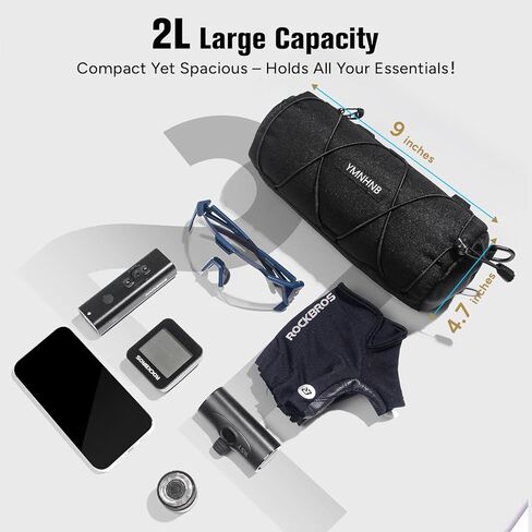 Bike Handlebar Bag, Waterproof Bicycle Storage Pouch, Cylindrical Handlebar Bag with Shoulder Strap & Elastic Cord, Fits Road & Mountain Bikes in Kuwait