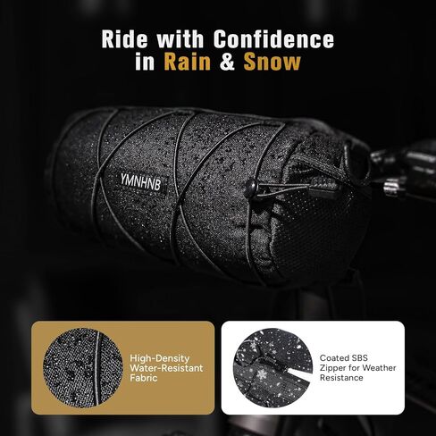 Bike Handlebar Bag, Waterproof Bicycle Storage Pouch, Cylindrical Handlebar Bag with Shoulder Strap & Elastic Cord, Fits Road & Mountain Bikes in Kuwait