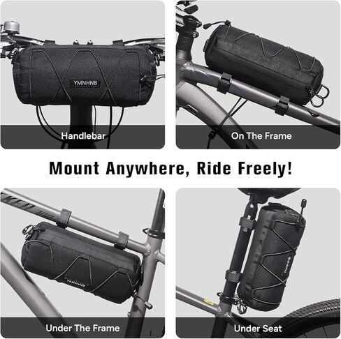Bike Handlebar Bag, Waterproof Bicycle Storage Pouch, Cylindrical Handlebar Bag with Shoulder Strap & Elastic Cord, Fits Road & Mountain Bikes in Kuwait