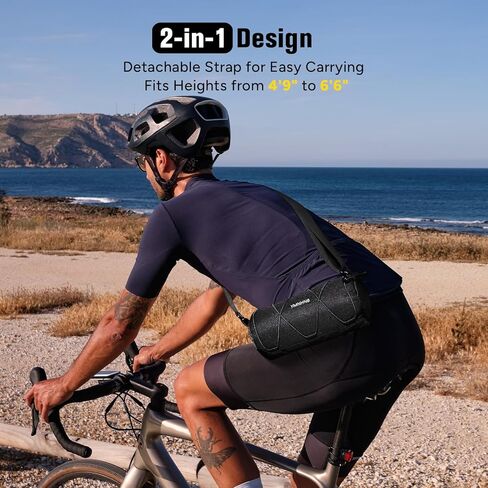 Bike Handlebar Bag, Waterproof Bicycle Storage Pouch, Cylindrical Handlebar Bag with Shoulder Strap & Elastic Cord, Fits Road & Mountain Bikes in Kuwait