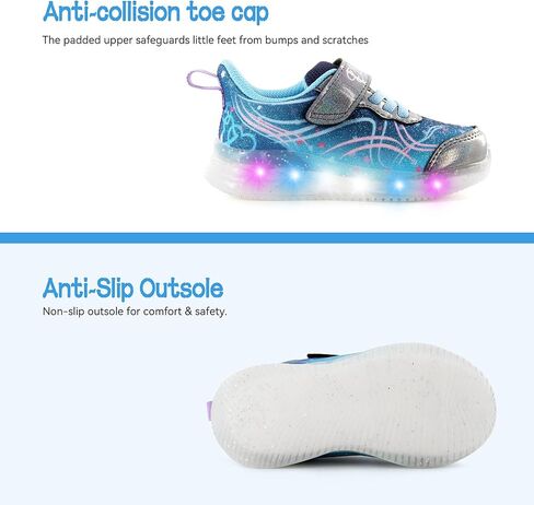 YESKIS Toddler Light Up Shoes for Girls Glitter LED Sole Breathable Lightweight Non Slip Running Sneakers for Toddler and Little Kid in Kuwait