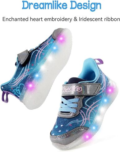 YESKIS Toddler Light Up Shoes for Girls Glitter LED Sole Breathable Lightweight Non Slip Running Sneakers for Toddler and Little Kid in Kuwait