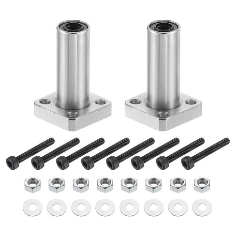 uxcell LMK10LUU Linear Ball Bearings 10mm Bore 19mm OD 55mm Length Round Flange Nickel Plated with Screws for CNC Machine 3D Printer 2pcs in Saudi Arabia