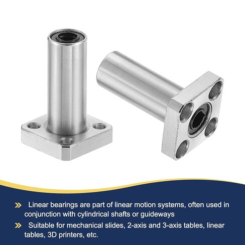 uxcell LMK10LUU Linear Ball Bearings 10mm Bore 19mm OD 55mm Length Round Flange Nickel Plated with Screws for CNC Machine 3D Printer 2pcs in Saudi Arabia