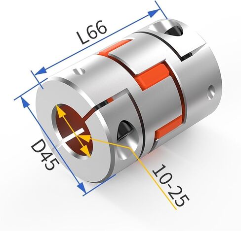 Aluminium Flexible Jaw Coupler D45L66 Plum Spider Shaft Coupling Stepper Motor Connector 10/12/14/15/16/18/19/20/22/25 Mm 1Pcs(15x19) in Saudi Arabia