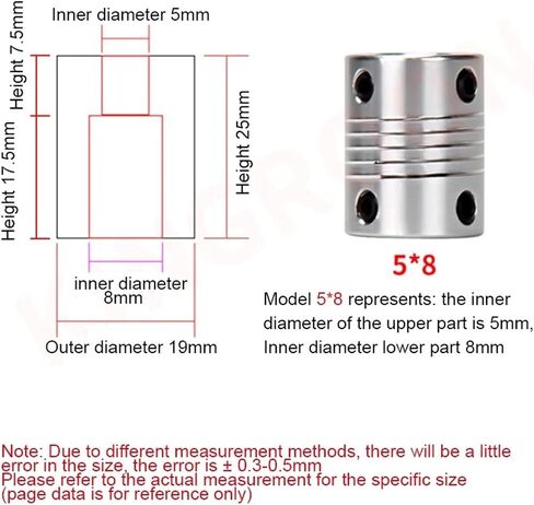 D19*L25 الألومنيوم مرن الفك عمود اقتران 5 8 6.35mm 8mm 10mm CNC Stepper Motor Acpler Acpler Machine 1PCs (6.35x6.35) in Saudi Arabia