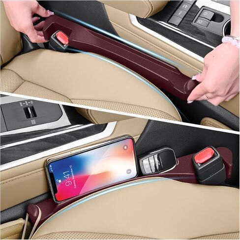 2PCS Car Seat Gap Filler Organizer with Side Hooks + Grooves,3 in 1 Car Seat Side Gap Filler for Filling Crevices and Storing Items,Updated No Drop Seat Guard Vehicle Accessories in Kuwait