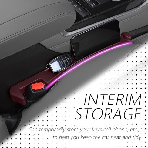2PCS Car Seat Gap Filler Organizer with Side Hooks + Grooves,3 in 1 Car Seat Side Gap Filler for Filling Crevices and Storing Items,Updated No Drop Seat Guard Vehicle Accessories in Kuwait