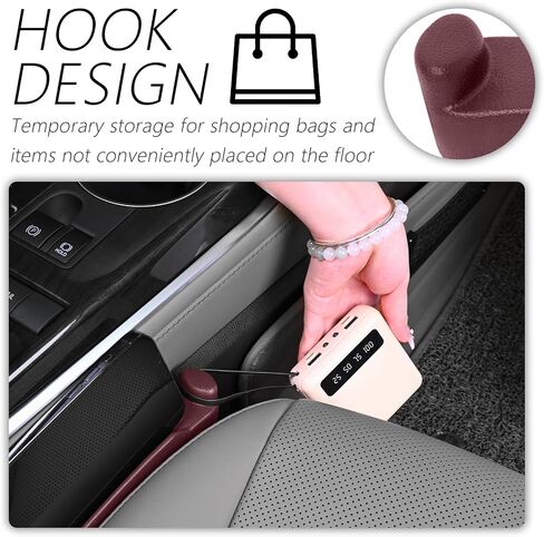 2PCS Car Seat Gap Filler Organizer with Side Hooks + Grooves,3 in 1 Car Seat Side Gap Filler for Filling Crevices and Storing Items,Updated No Drop Seat Guard Vehicle Accessories in Kuwait