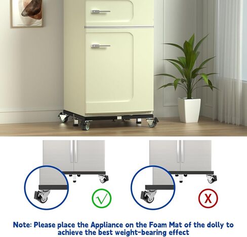Heavy Duty All Steel Fridge Stand Mobile Base with Wheels Adjustable Washing Machine Stand Multi-Functional Base Furniture Dolly for Refrigerator Washer and Dryer（Black/Large） in Saudi Arabia