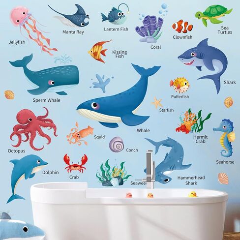 Animal Alphabet Numbers Wall Decals Peel and Stick, Self-Adhesive Vinyl Educational Wall Sticker, Wall Decor Art Home Decoration for Classroom Playroom Nursery in Kuwait