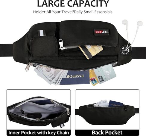 MAXTOP Large Fanny Packs for Women Men Sports Belt Bag with Adjustable Strap Travel Essentials for Walking Running Hiking Cycling Easy Carry All Phones in Kuwait