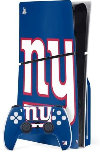 Skinit Decal Gaming Skin Compatible with PS5 Slim Disk Bundle - Officially Licensed NFL New York Giants Large Logo Design in Saudi Arabia