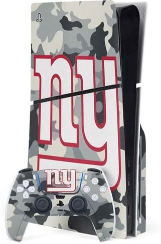 Skinit Decal Gaming Skin Compatible with PS5 Slim Disk Bundle - Officially Licensed NFL New York Giants Large Logo Design in Saudi Arabia