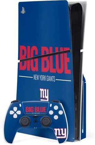 Skinit Decal Gaming Skin Compatible with PS5 Slim Disk Bundle - Officially Licensed NFL New York Giants Large Logo Design in Saudi Arabia