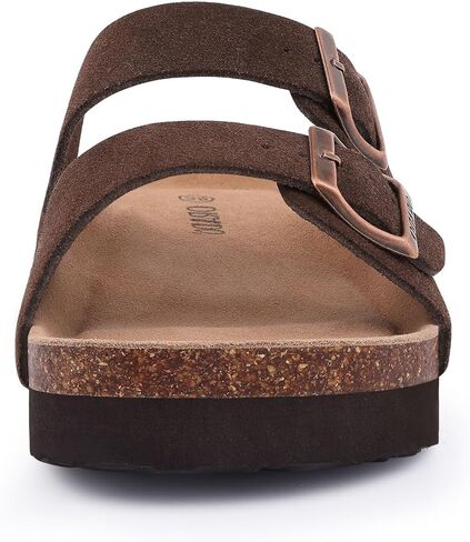 Platform Suede Sandals for Women Soft Cork Footbed Summer Slides with Adjustable Buckle, Black 39 (size 8-8.5) in Saudi Arabia