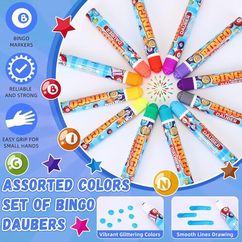 Crtiin 72 Pack Assorted Colors Set of Bingo Daubers 0.4oz Dot Markers Bulk Bingo Supplies in 12 Colors Dot Markers Paint Craft Ideal for Art and Crafts Painting Supplies Drawing Coloring in Saudi Arabia