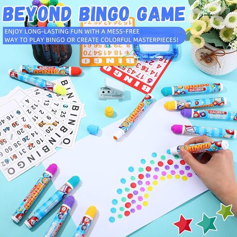 Crtiin 72 Pack Assorted Colors Set of Bingo Daubers 0.4oz Dot Markers Bulk Bingo Supplies in 12 Colors Dot Markers Paint Craft Ideal for Art and Crafts Painting Supplies Drawing Coloring in Saudi Arabia