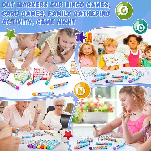 Crtiin 72 Pack Assorted Colors Set of Bingo Daubers 0.4oz Dot Markers Bulk Bingo Supplies in 12 Colors Dot Markers Paint Craft Ideal for Art and Crafts Painting Supplies Drawing Coloring in Saudi Arabia