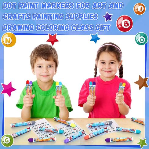 Crtiin 72 Pack Assorted Colors Set of Bingo Daubers 0.4oz Dot Markers Bulk Bingo Supplies in 12 Colors Dot Markers Paint Craft Ideal for Art and Crafts Painting Supplies Drawing Coloring in Saudi Arabia
