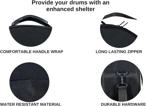 Shamanic Drum Bag, Bodhran Drum Bag, Handmade Frame Drum Bag, Hand Drum Protection, Waterproof Drum Cases (Black, 16 Inches X 3 Inches) in Kuwait